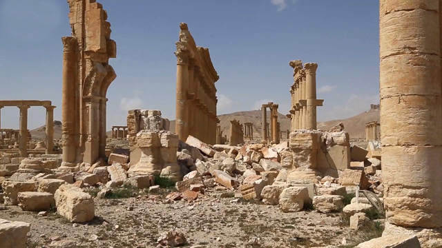 This photo released on Monday, by the Syrian official news agency SANA, shows some damage at the ancient ruins of Palmyra (AP photo)