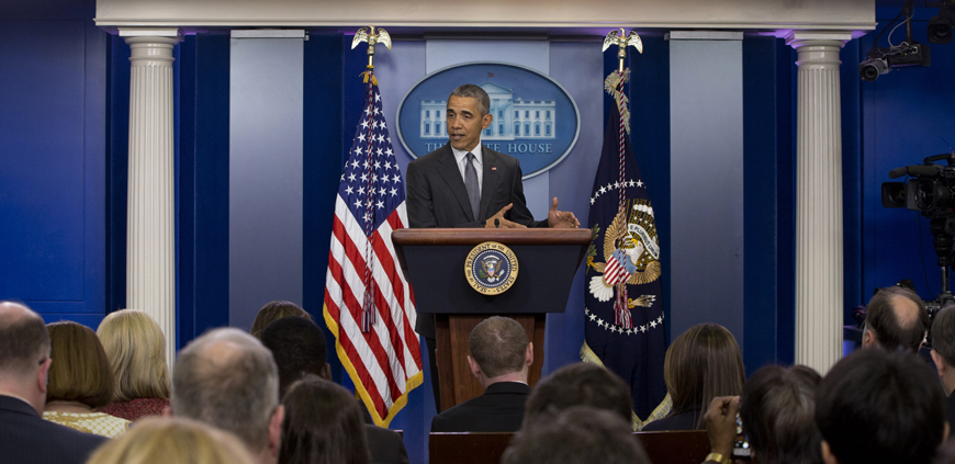 President Barack Obama speaks about new rules aimed at deterring tax inversions, on Tuesday, in the briefing room of the White House in Washington (AP photo)