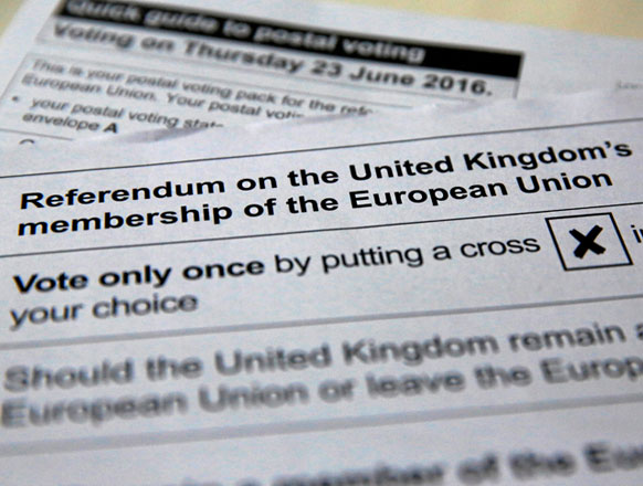 Illustration picture of postal ballot papers June 1 ahead of the June 23 BREXIT referendum when voters will decide whether Britain will remain in the European Union (Reuters photo)