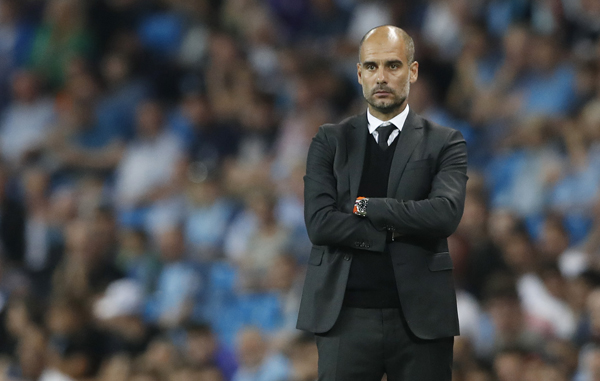 Manchester City manager Pep Guardiola during Manchester City vs Borussia Monchengladbach,  UEFA Champions League group, stage match in Etihad Stadium, Manchester, England, September 14 (Reuters photo)