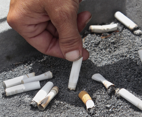 In this June 22, 2012, file photo, a smoker snuffs out a cigarette at the Capitol in Sacramento, California (AP photo)