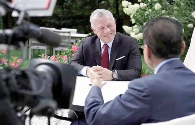 His Majesty King Abdullah speaks to CNN’s Fareed Zakaria in a wide-ranging interview (Photo courtesy of Royal Court)
