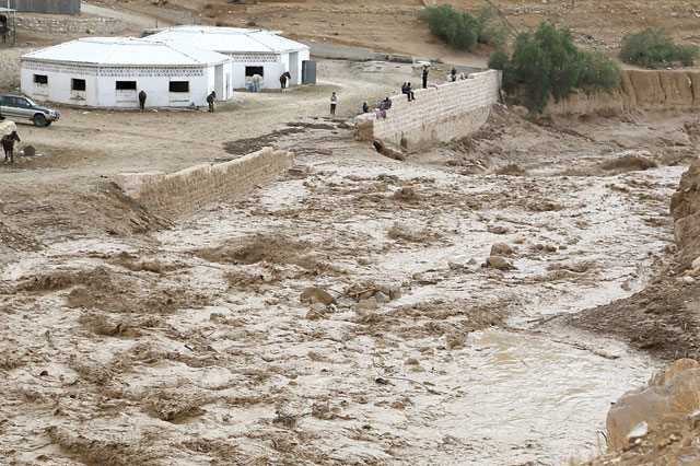 This photo taken on Saturday, in Petra, 235km south of Amman, shows the effects of flashfloods that killed several people across the region (AFP photo)
