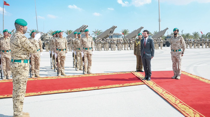 HRH Crown Prince Hussein visits the Bahrain Royal Guard Command, where participated in counterterrorism drill, in Manama on Wednesday (Photo courtesy of Royal Court)