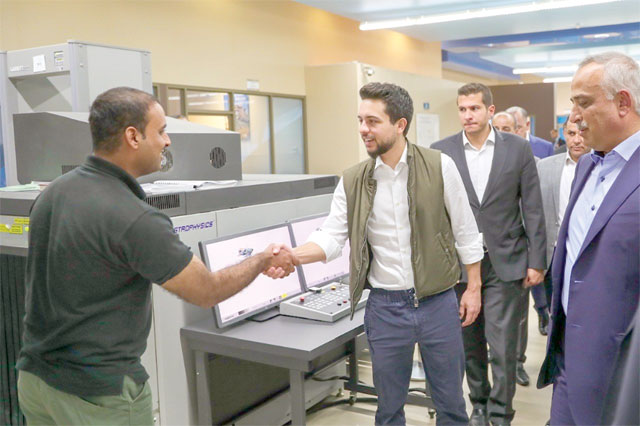HRH Crown Prince Hussein checks on the readiness of King Hussein International Airport in Aqaba to accommodate the expected increase in visitors on Thursday (Photo courtesy of Royal Court)
