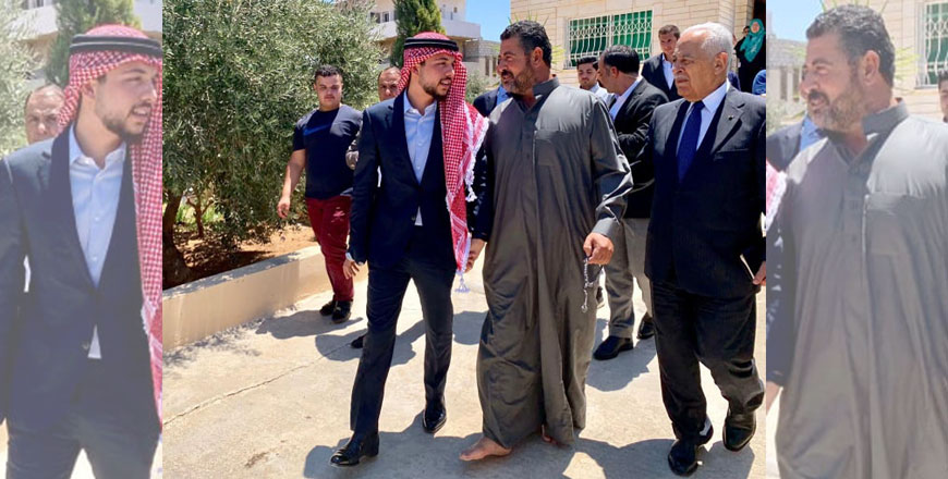 HRH Crown Prince Hussein visits the family of the late Tawjihi student Mohammad Wasfi Azaizeh, who was killed in a car accident last week, in Ramtha on Monday (Photo courtesy of Royal Court)