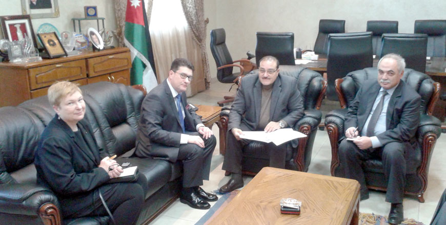 Higher Education Minister Adel Tweisi meets with Hungarian Ambassador to Jordan Csaba Czibere on Tuesday (Photo courtesy of Hungarian embassy)