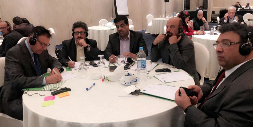 Representatives of political parties take part in a workshop on the partisan system in Amman on Monday (Photo courtesy of MoPPA)