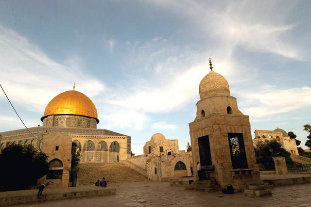 The Dome of the Rock is seen during sunset on the compound known to Muslims as Al Haram Al Sharif and to Jews as Temple Mount in Jerusalem’s Old City, May 17 (Reuters photo)