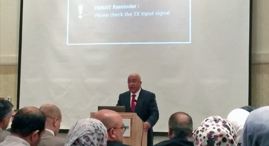 Minister of Political and Parliamentary Affairs Musa Maaytah gives the opening speech at the ‘Civil Society and Refugee issues/the Syrian Refugee Crisis’ conference in Amman on Sunday (Photo by Fares Al Abed)