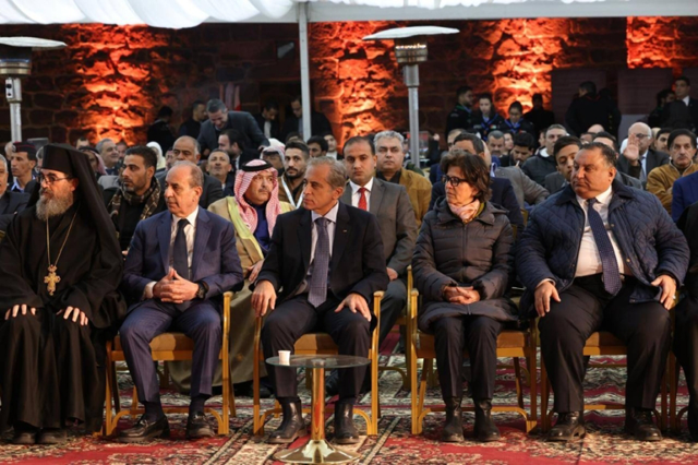 Prime Minister Jafar Hassan on Monday lights the Christmas tree at the Umm Al Jimal archaeological site in Mafraq (Petra photo)