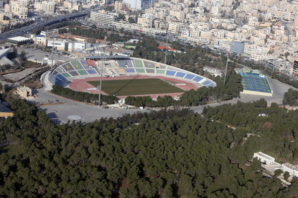 An aerial view of Al Hussein Youth City, a popular destination for sports enthusiasts in Amman (Photo by Osama Aqarbeh)