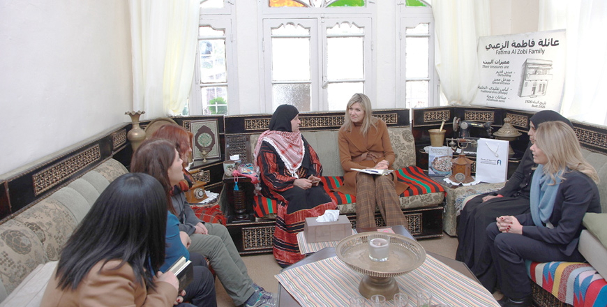 Queen Maxima of The Netherlands meets with Jordanian women entrepreneurs during a visit to Salt City on Monday (Petra photo)