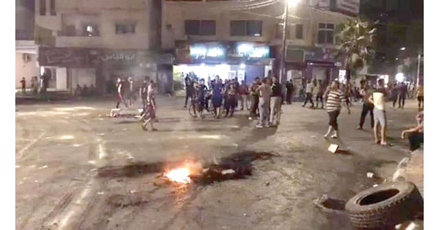 This photo purportedly shows a scene in Ramtha, 90km north of Amman, during small-scale riots that broke out on Friday in the wake of a government decision to impose tighter control on Jaber-Nasib border crossing (JT photo)