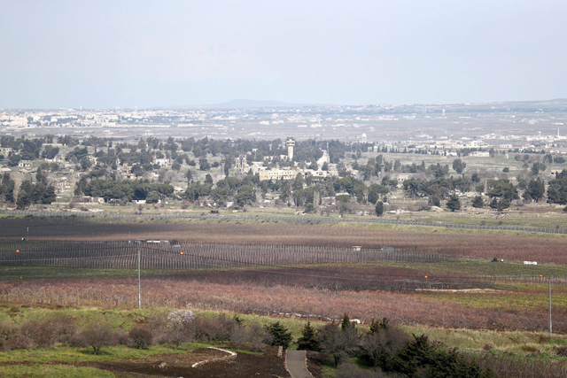 In this file photo, a general view of the Israeli-Syrian border is seen from the Israeli-occupied Golan Heights, on February 14  (Reuters photo)