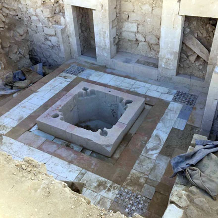 In this undated photo, excavations of the discovered building’s courtyard can be seen (Photo courtesy of Al Rai)