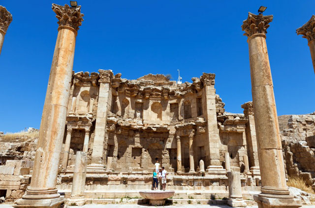 Tourists are seen near ruins at the ancient Roman city of Jerash, 45km north of Amman, which received some 260,250 visitors in 2018 (Photo courtesy of Jordan Tourism Board)