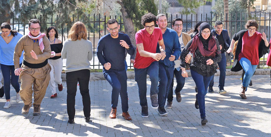 Young peacebuilders from 12 countries across the region take part in a week-long workshop in Amman recently (Photo courtesy of UNAOC)