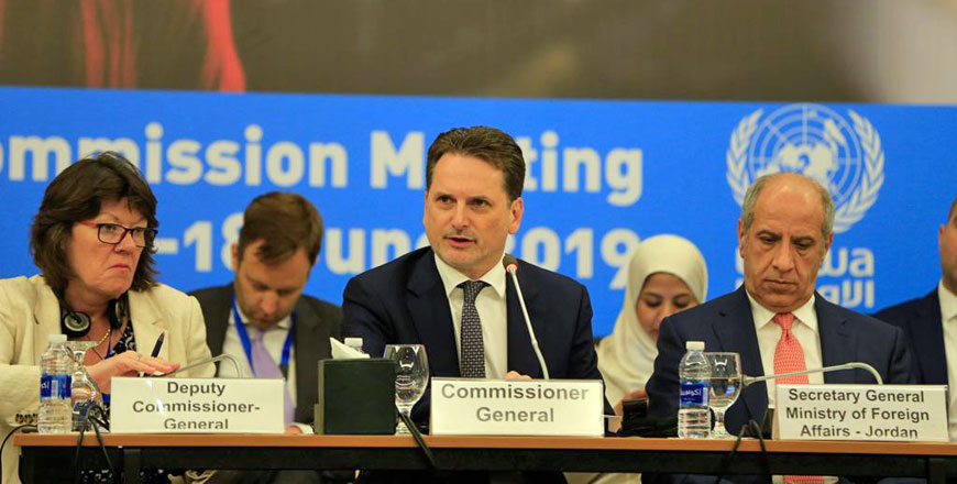 UNRWA Commissioner General Pierre Krähenbühl addresses the agency’s Advisory Commission meeting on Tuesday (Photo courtesy of UNRWA)