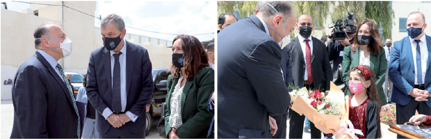 US Ambassador to Jordan Henry T. Wooster and UNRWA Commissioner General Philippe Lazzarini visit the Baqaa Health Centre, located north of Amman, on Monday (Photos courtesy of UNRWA)