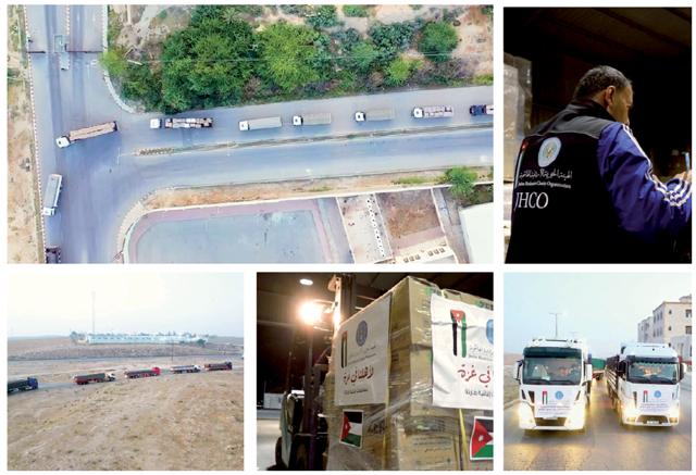 The Jordan Hashemite Charity Organisation distributed 1,717 tonnes of wheat flour to displaced and affected families in the Gaza Strip during the holy month of Ramadan (Petra Photos)