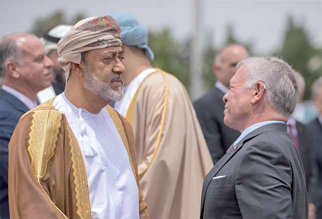 His Majesty King Abdullah and HRH Crown Prince Hussein bid farewell to Oman Sultan Haitham Bin Tarik at Marka Airport, at the conclusion of a two-day state visit to Jordan (Photo courtesy of Royal Court)