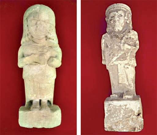  Ammonite statuettes of a female and male from Khribat Hajjar in the collection of Jordan Archaeological Museum (Photo courtesy of ACOR)
