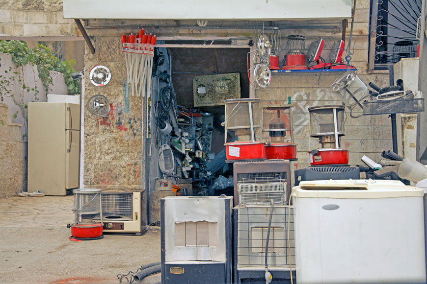 Several kinds of heaters on display outside a appliance repair shop in the capital (Photo by Amjad Ghsoun)