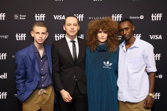 ‘Bad Boy' creators Ron Leshem (centre left) and Hagar Ben-Asher (centre right) attend the Toronto premiere with the series' young stars Guy Menaster (far left) and Havtamo Farda (AFP photo)