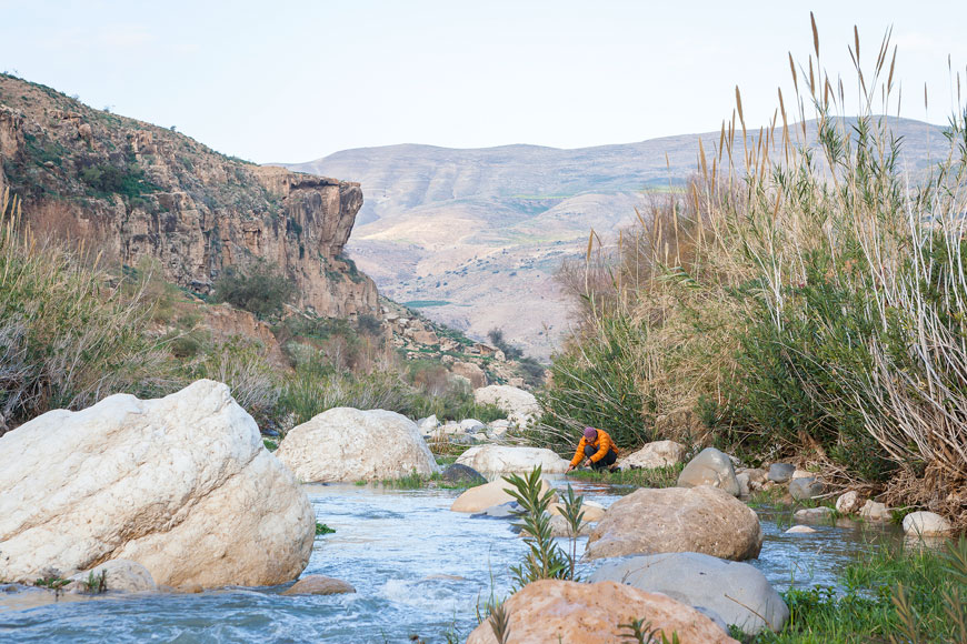 In this undated photo, a hiker is seen in Wadi Al Heedan in Madaba Governorate, which lies on a hike trail volunteers are working to open for experiential tourists (Photo courtesy of Jordan Trail Association)
