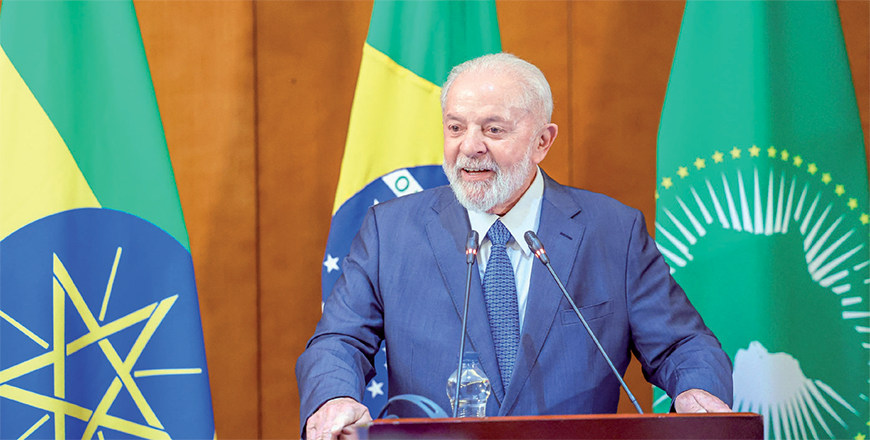 This handout photo released by the Brazilian Presidency shows Brazil's President Luiz Inacio Lula da Silva speaking during a press conference in Addis Ababa on Sunday (AFP photo)