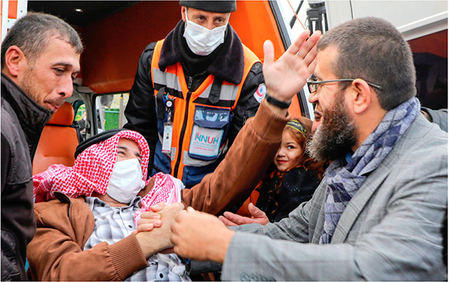 Palestinian detainee Maher Al Akhras arrives at his home in the West Bank village of Seylat Al Dhahr, south of Jenin city, following his release by Israeli authorities, on Thursday (AFP photo)