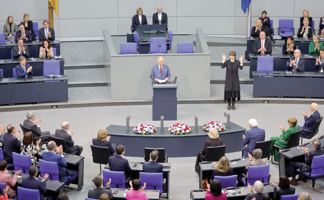 Britain's King Charles III addresses members of the German Bundestag (lower house of parliament) in Berlin on Thursday (AFP photo)