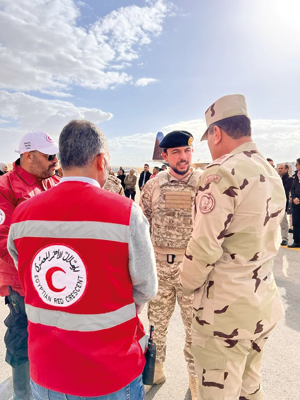 HRH Crown Prince Hussein on Monday arrives in El Arish, Egypt, to oversee the preparation and dispatch of the special Jordanian field hospital/2 for southern Gaza (Photo courtesy of Royal Court)