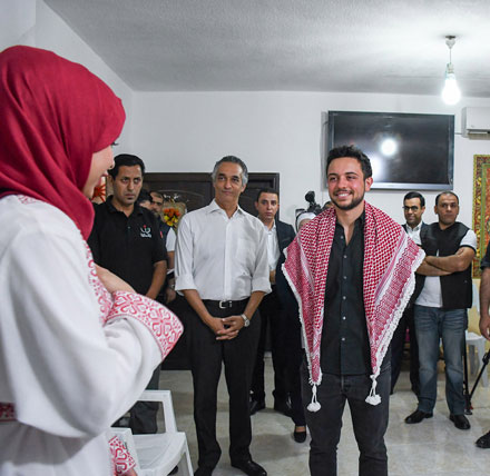 HRH Crown Prince Hussein tours Deir Alla Centre for Young Women in Balqa Governorate on Sunday (Photo courtesy of Royal Court)