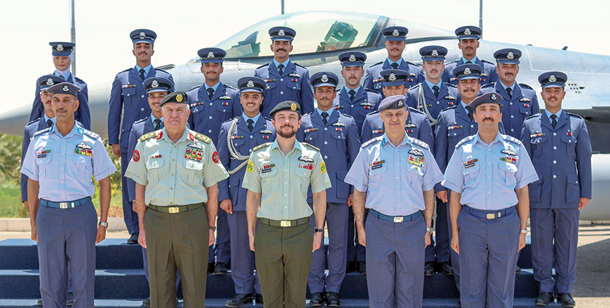 HRH Crown Prince Hussein, the Regent, attends the graduation ceremony of the 53rd class of pilot cadets at King Hussein Air College (Photo courtesy of Royal Court)