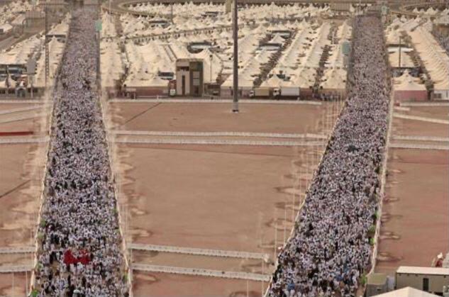 Muslim pilgrims arrive to perform the symbolic 'stoning of the devil' ritual as part of the Hajj pilgrimage in Mina, near Saudi Arabia's holy city of Mecca, on June 16, 2024. (AFP)