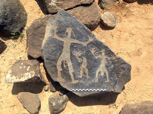 In this undated photo, images of ancient inhabitants of Eastern Desert are seen (Photos courtesy of  Jebel Qurma Archaeological Landscape Project)