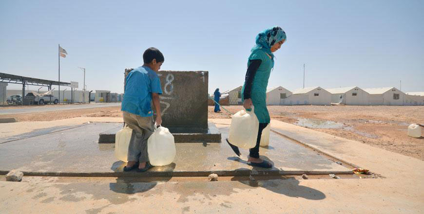 Dumped wastewater can leak into the Azraq basin, which is used to provide the area's residents with water, including Syrian refugees living in Azraq refugee camp (File photo)
