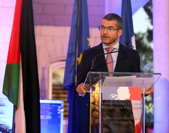  French Ambassador to Jordan David Bertolotti during a reception at the French embassy in Amman on Sunday  (Petra photo)