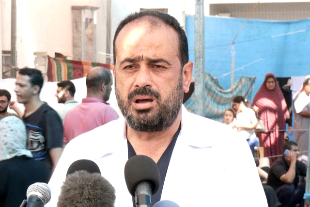 An image grab from a file handout video released by the Hamas Media Office, shows doctor Mohammad Abu Salmiya, director of Al Shifa hospital in Gaza City, giving a press briefing on November 1, regarding the repercussions of fuel shortages on the hospital (AFP photo)