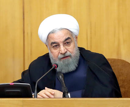 A handout photo provided by the office of Iranian President Hassan Rouhani on Wednesday shows him chairing a Cabinet meeting in Tehran (AFP photo)
