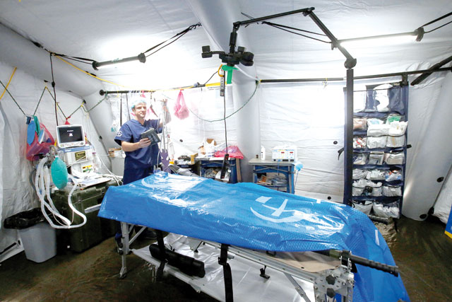 A new high-tech field hospital for civilians and soldiers wounded in clashes is seen in Bartella, Iraq, on Saturday (Reuters photo)