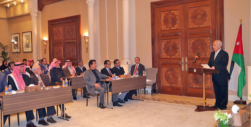 Royal Hashemite Court Chief Yousef Issawi speaks at the launch ceremony for a Royal Initiative targeting youth and low-income households in Maan Governorate on Wednesday (Petra photo)
