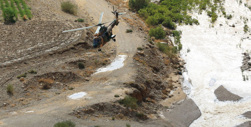 A military helicopter assists in the search operation for missing people in areas that were hit by heavy rain and flashfloods on Saturday (JT file photo)
