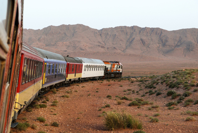 A photo taken on June 12 shows the Oriental Desert Express train en route from Oujda to Bouarfa in northeastern Morocco (AFP photo)
