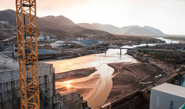 In this file photo taken on December 26, 2019, a general view of the Blue Nile river as it passes through the Grand Ethiopian Renaissance Dam, near Guba in Ethiopia (AFP photo)
