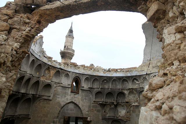 A view shows a damaged dome of a mosque in the Old City of Aleppo, Syria, January 31 (Reuters photo)