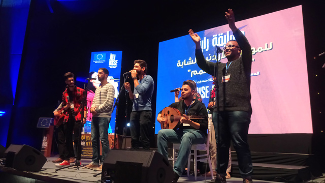 Artists perform together at the end of the EU-funded RISE talent show (Photo: Ana V. Ibáñez Prieto)