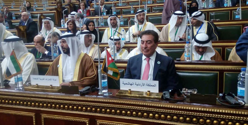 Lower House Speaker Atef Tarawneh takes part in the 27th conference of the Arab  Inter-Parliamentary Union in Cairo on Thursday  (Petra photo)